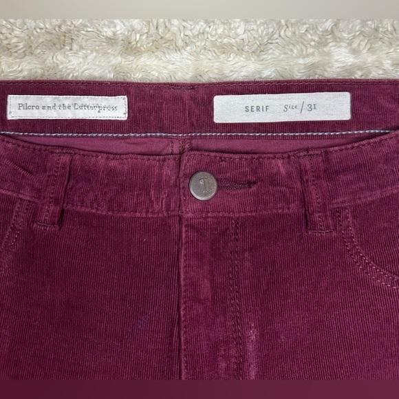 Anthropologie Pilcro and the Letterpress Serif burgundy corduroy skinny pants - Picture 3 of 7